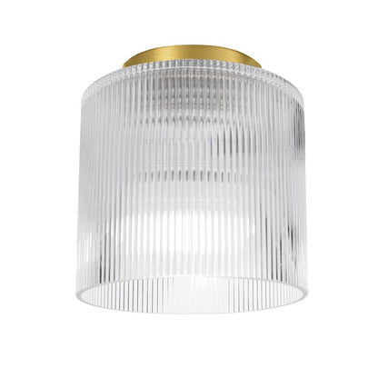 1 Light Flush Mount in Aged Brass w/ Fluted Glass