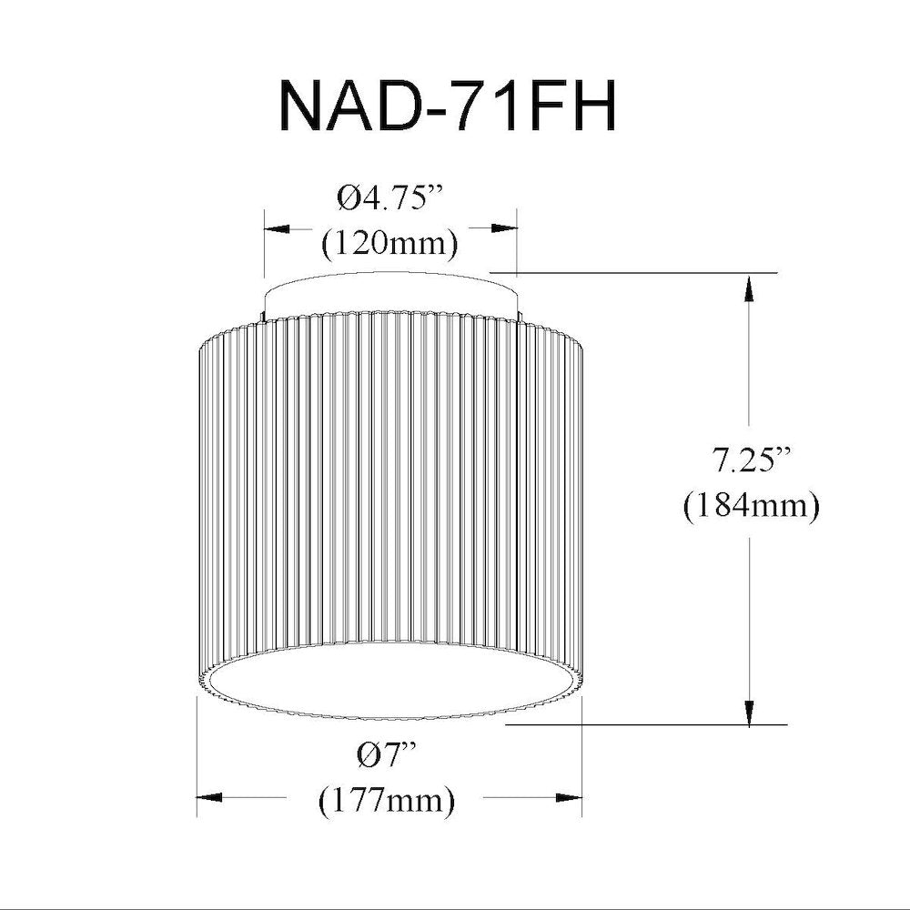 1 Light Flush Mount in Matte Black w/ Fluted Glass