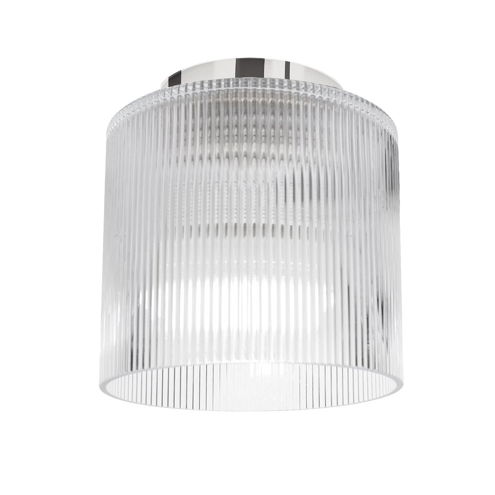 1 Light Flush Mount in Polished Chrome w/ Fluted Glass