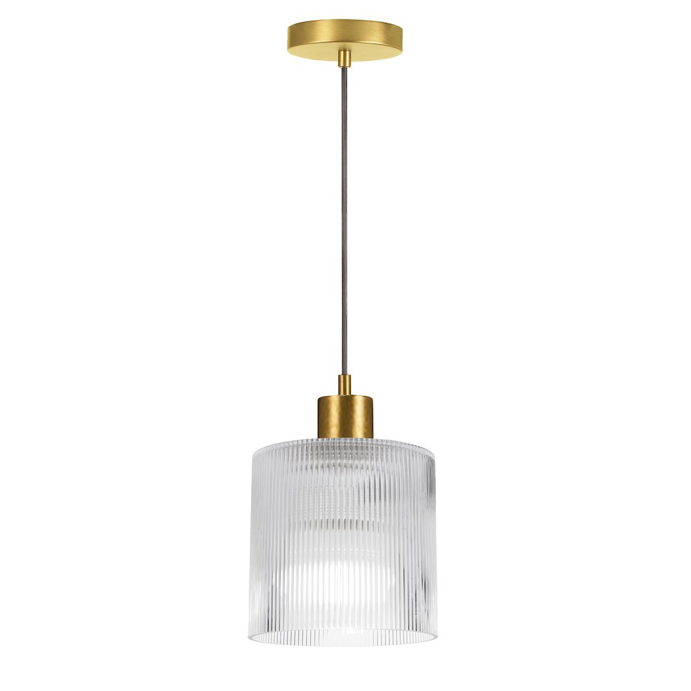 1 Light Pendant in Aged Brass w/ Fluted Glass