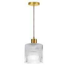 1 Light Pendant in Aged Brass w/ Fluted Glass