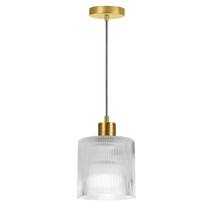 1 Light Pendant in Aged Brass w/ Fluted Glass