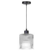 1 Light Pendant in Matte Black w/ Fluted Glass