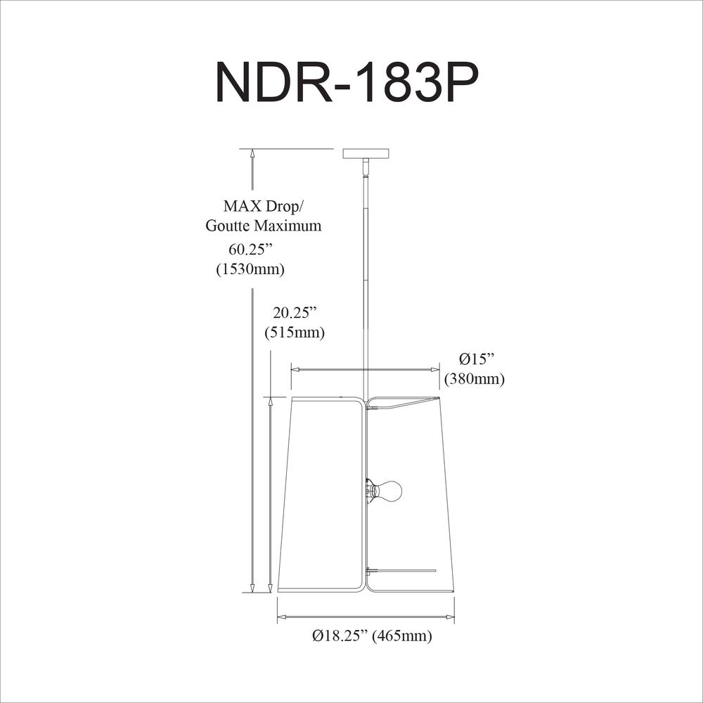 3LT Notched Pendant GLD, WH Shade & Diff