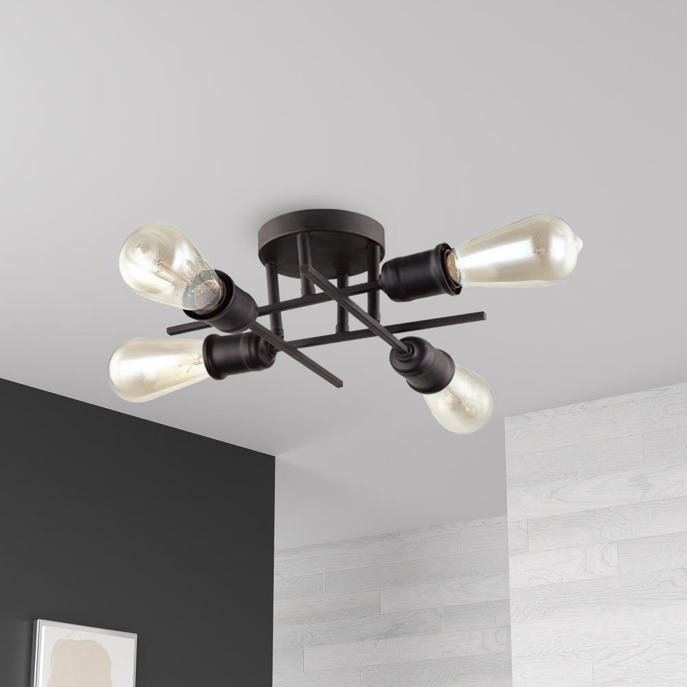 4LT Semi-Flush Mount, Espresso Finish