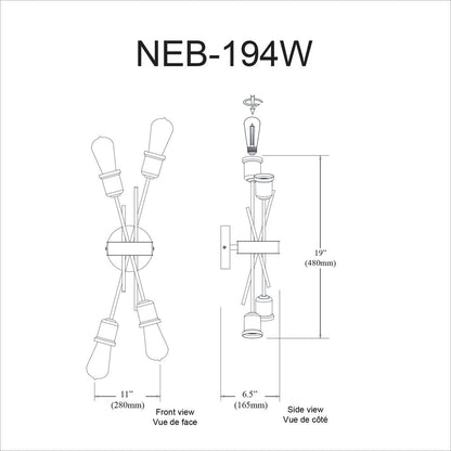 4LT Incandescent Wall Sconce Matte White