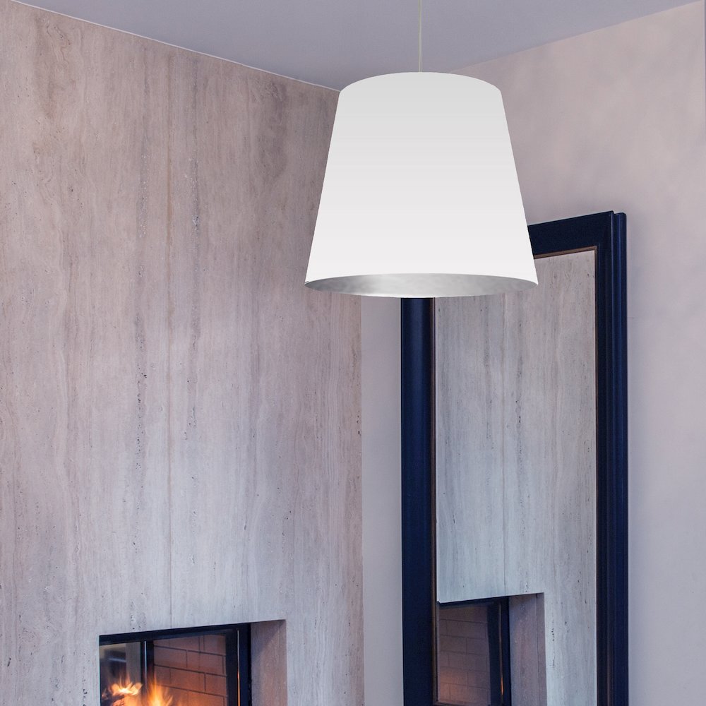 1LT Oversized Drum Pendant,Medium - Wht/Slv