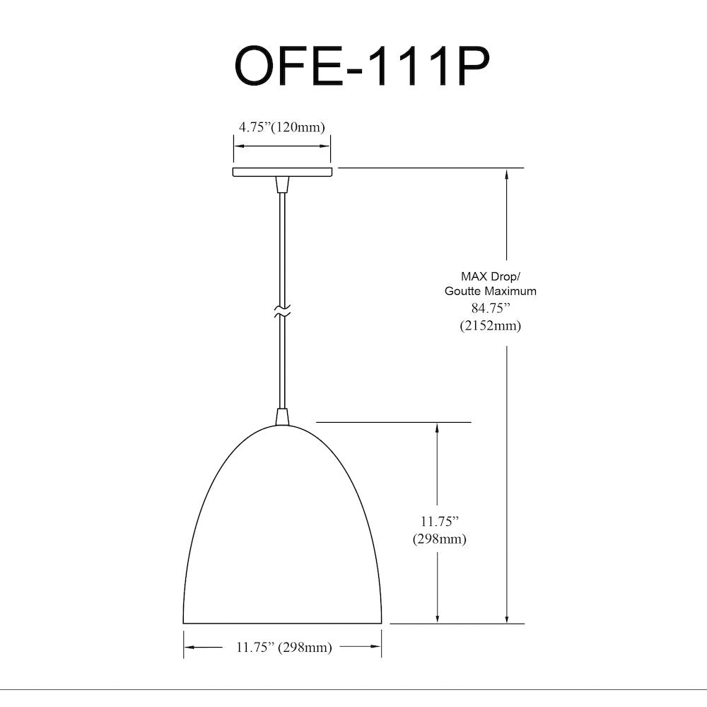1 Light Pendant in Matte White w/ Matte White Metal Shade