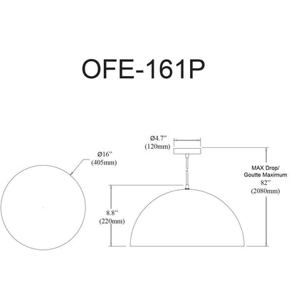 1LT Incandescent 16" Pendant, MB