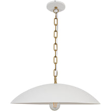1 Light Pendant in Matte White w/ Aged Brass Chain