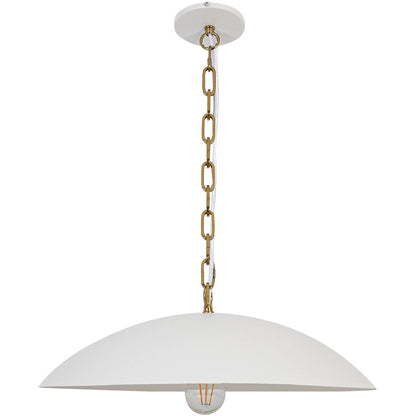 1 Light Pendant in Matte White w/ Aged Brass Chain