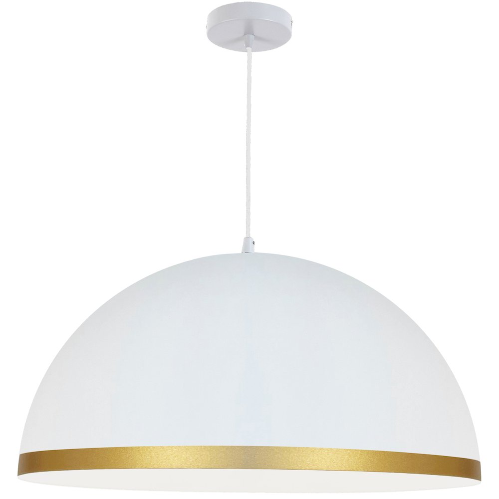 1 Light Incandescent Pendant Matte White with Gold Trim
