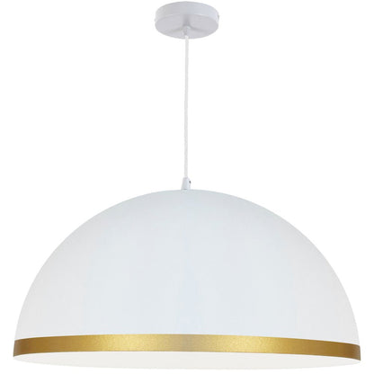 1 Light Incandescent Pendant Matte White with Gold Trim