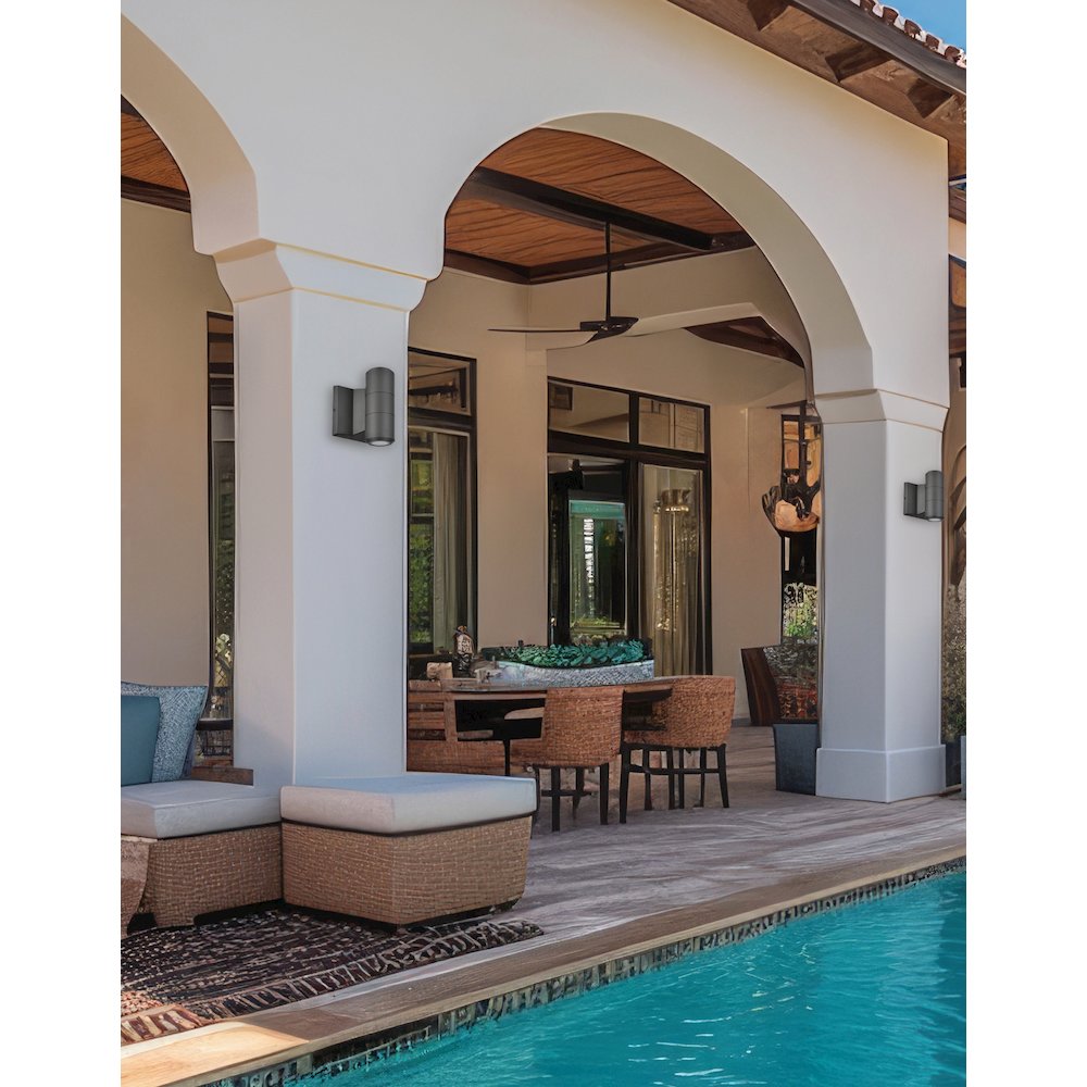 2 Light Matte Black Outdoor Wall Sconce