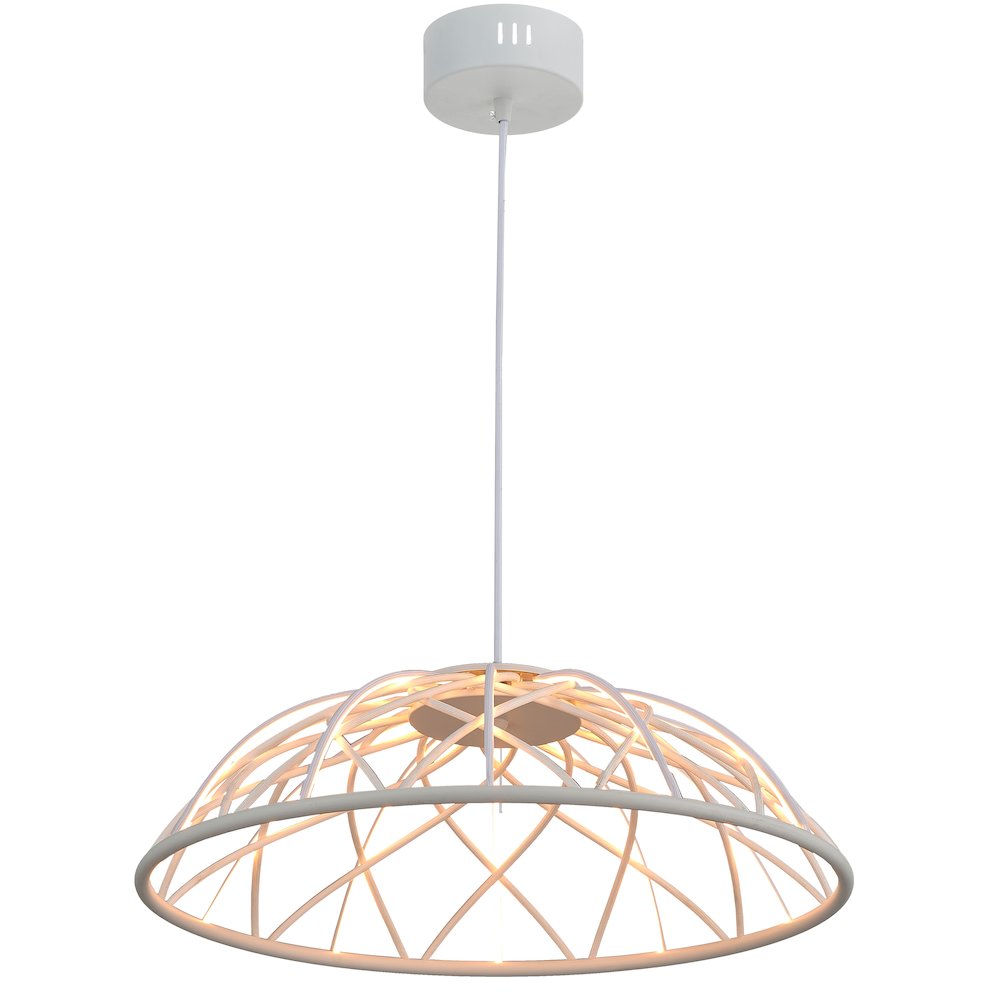 16W Pendant in Matte White w/ White Cloth Covered Frame