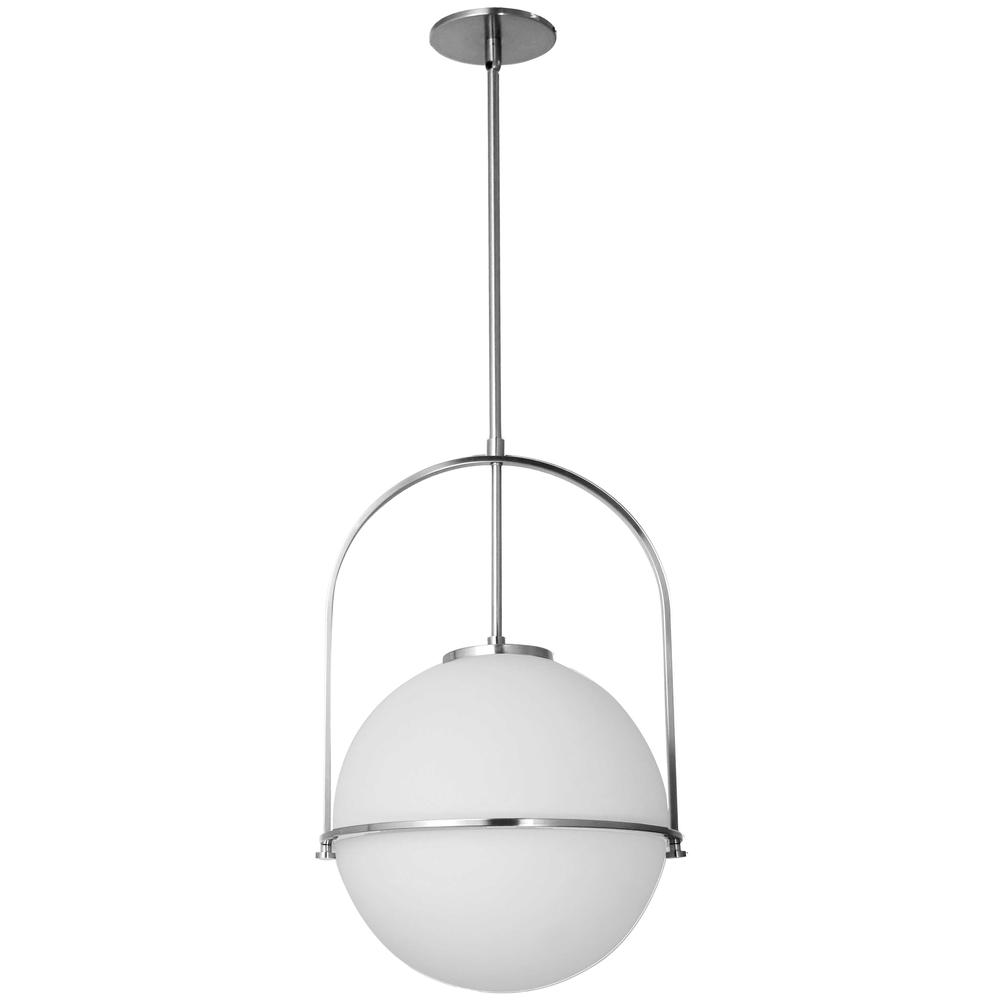 1LT Incandescent Pendant, PC, WH Glass