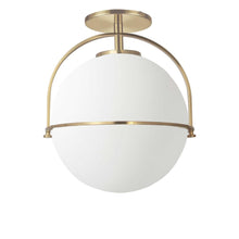 1LT Incandescent Semi-Flush, AGB, WH Opal Glass