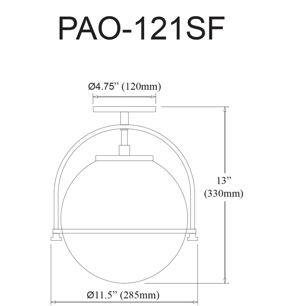 1LT Incandescent Semi-Flush, AGB, WH Opal Glass