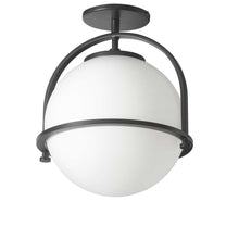 1LT Incandescent Semi-Flush, MB, WH Opal Glass