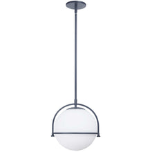 1 Light Incandescent Pendant Matte Black with White Opal Glass