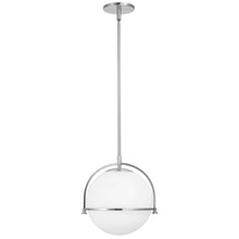 1 Light Incandescent Pendant Polished Chrome with White Opal Glass