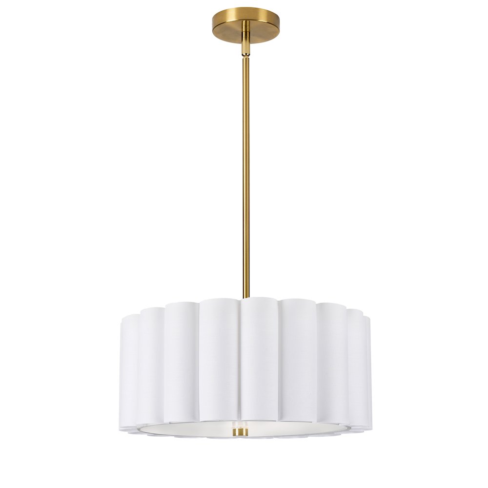3 Light Aged Brass Pendant w/ White Shade