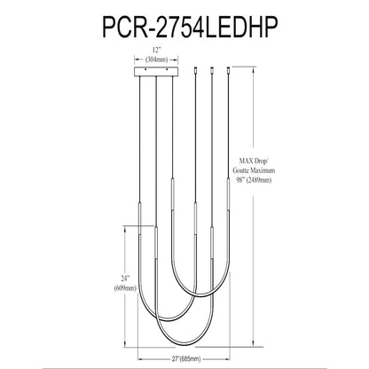 62W Horizontal Pendant Matte Black with White Silicone Diffuser