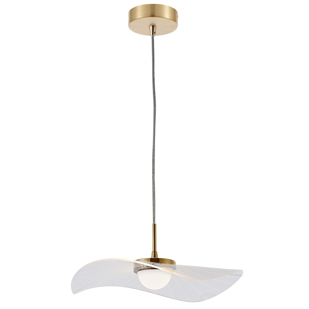 10W Pendant in Aged Brass w/ Clear and White Pinstripe Acrylic