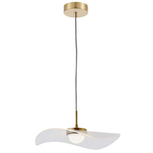 10W Pendant in Aged Brass w/ Clear and White Pinstripe Acrylic