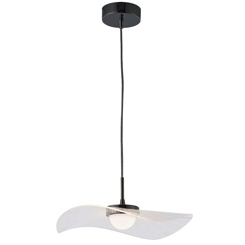 10W Pendant in Matte Black w/ Clear and White Pinstripe Acrylic