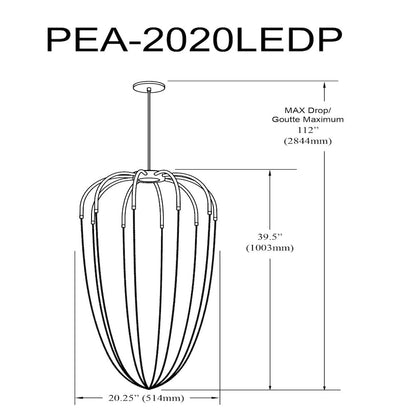 20W Pendant Matte Black with Hanging Chain
