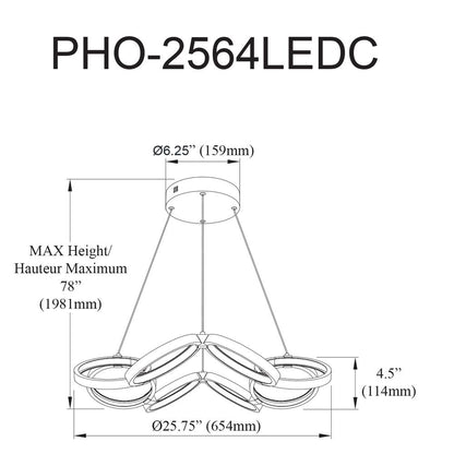 64W Chandelier, MB, WH Silicone Diff