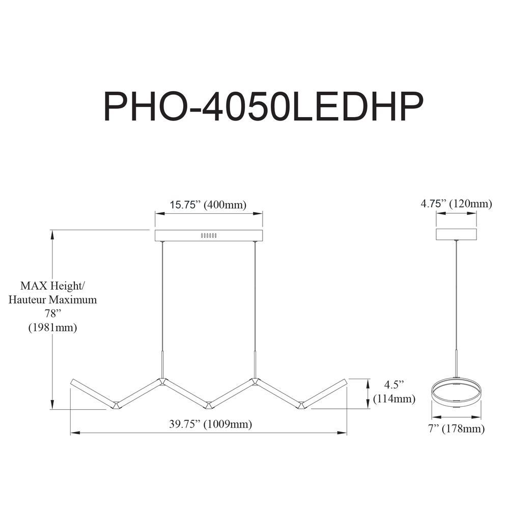 50W Horiz Pendant, MB, WH Silicone Diff