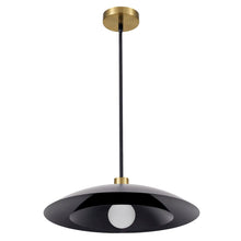 1 Light Pendant in Aged Brass w/ Matte Black Metal Shade