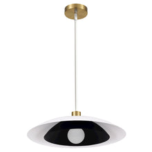 1 Light Pendant in Aged Brass w/ Matte White & Matte Black Metal Shade