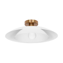 1 Light Semi-Flush Mount in Aged Brass w/ Matte White Metal Shade