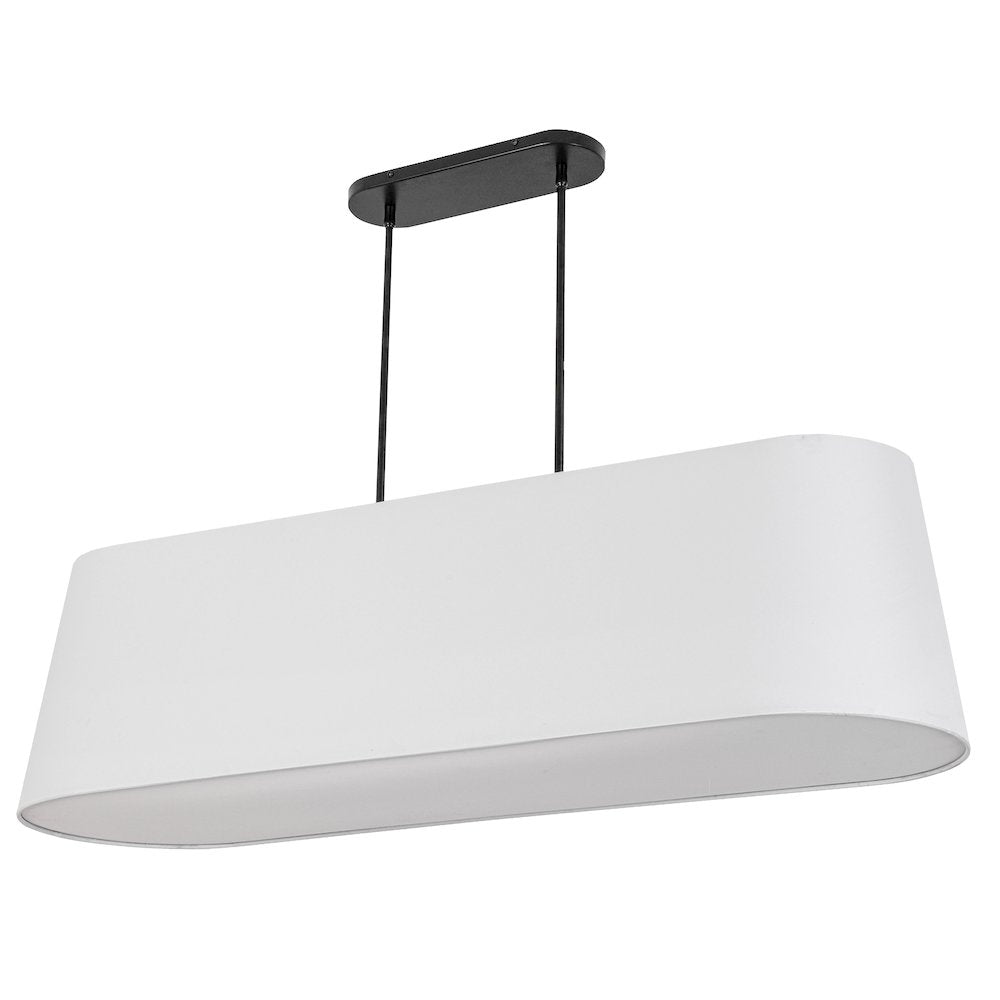 4 Light Horizontal Pendant in Matte Black w/ White Shade