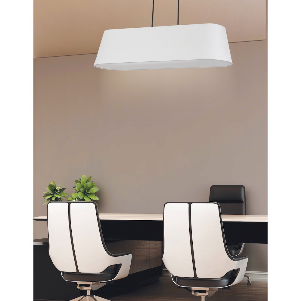 4 Light Horizontal Pendant in Matte Black w/ White Shade
