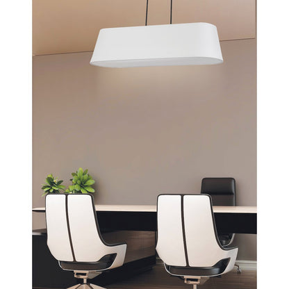 4 Light Horizontal Pendant in Matte Black w/ White Shade