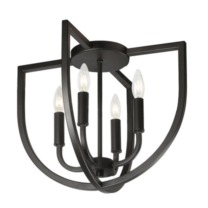 4 Light Flush Mount in Matte Black