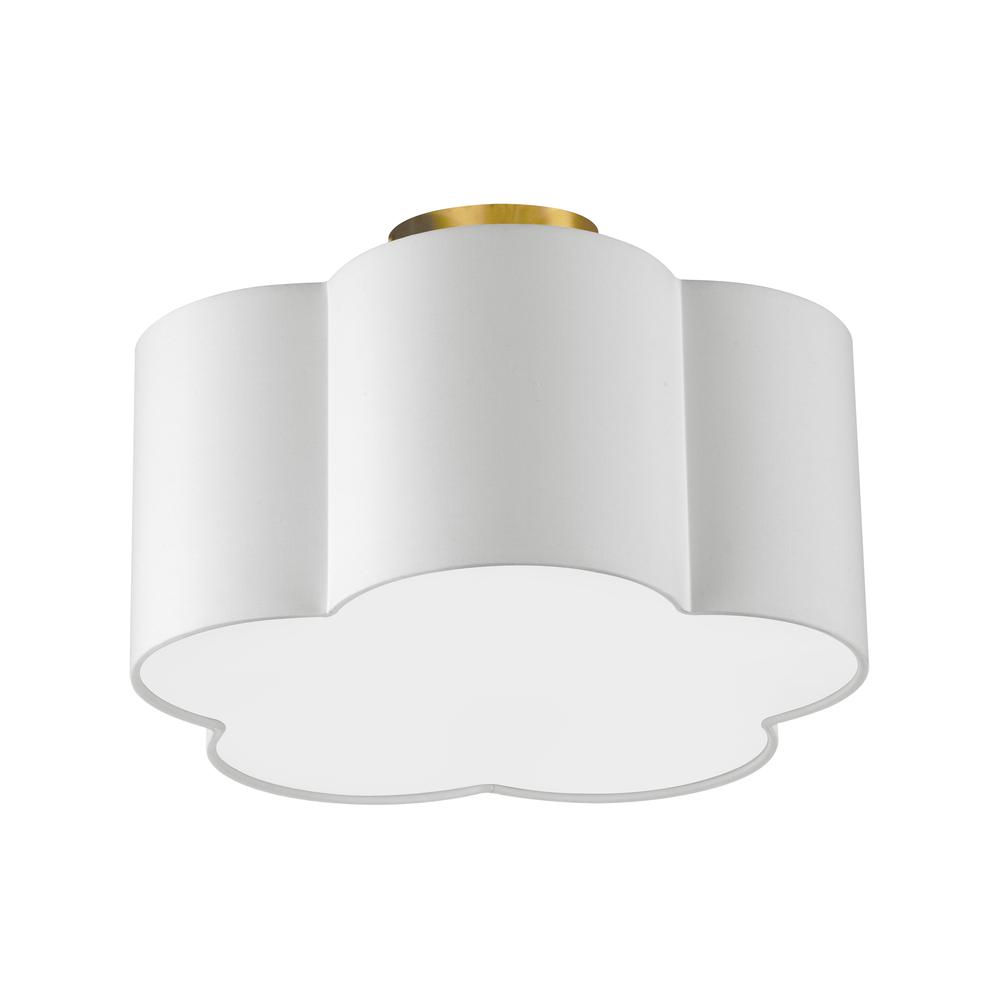 3LT Incandescent Flush Mount, AGB, White Shade