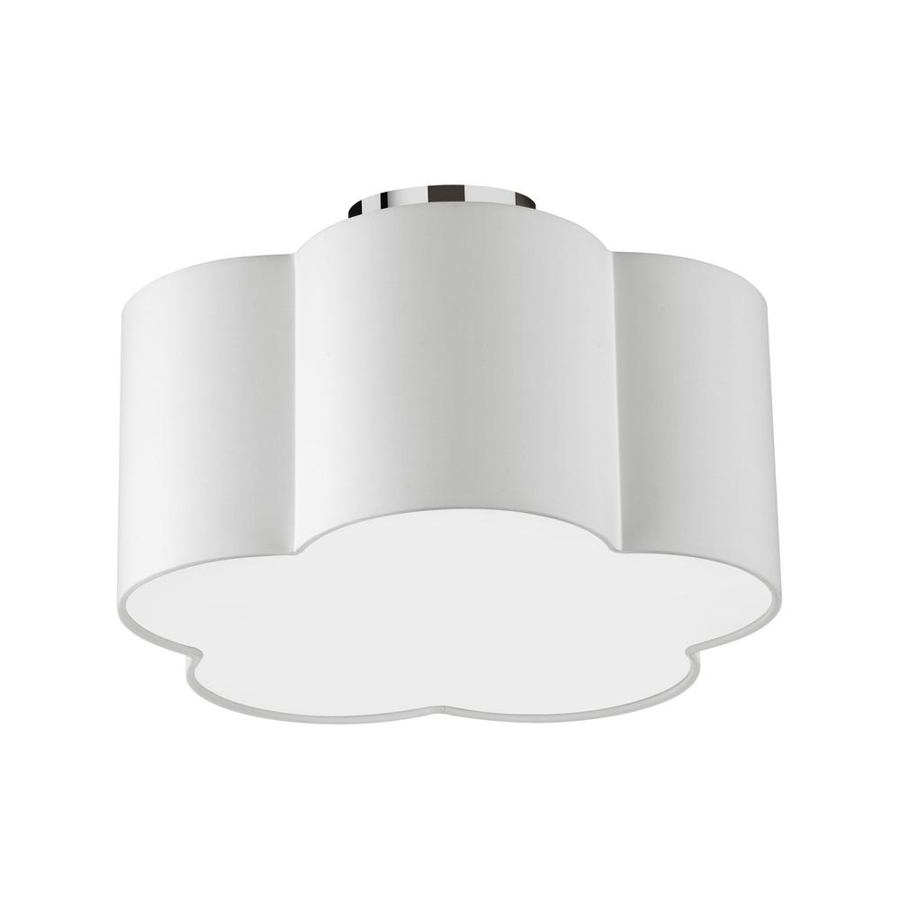 3LT Incandescent Flush Mount, PC, White Shade