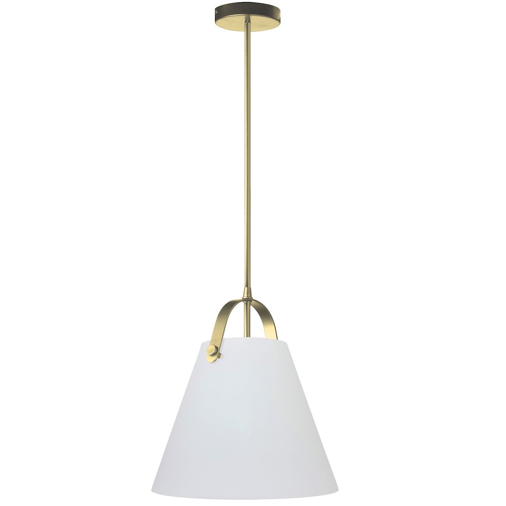 1 Light Pendant in Aged Brass w/ Opal Glass