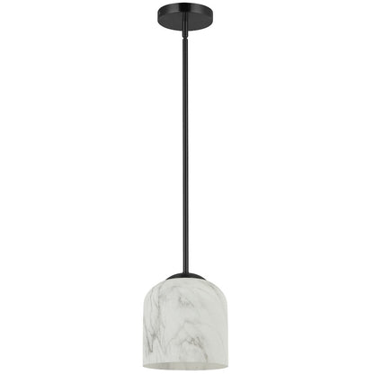 1 Light Pendant in Matte Black w/ Alabaster Glass