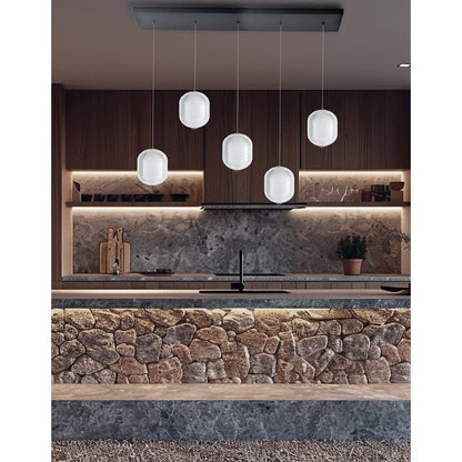 30W Horizontal Pendant in Matte Black w/ Clear Pattern Acrylic