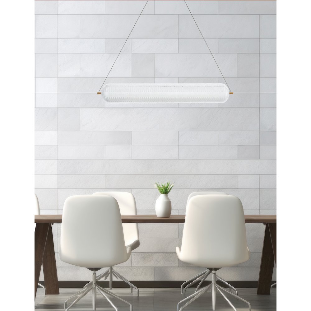 36W Horizontal Pendant Aged Brass with Clear Acrylic Diffuser