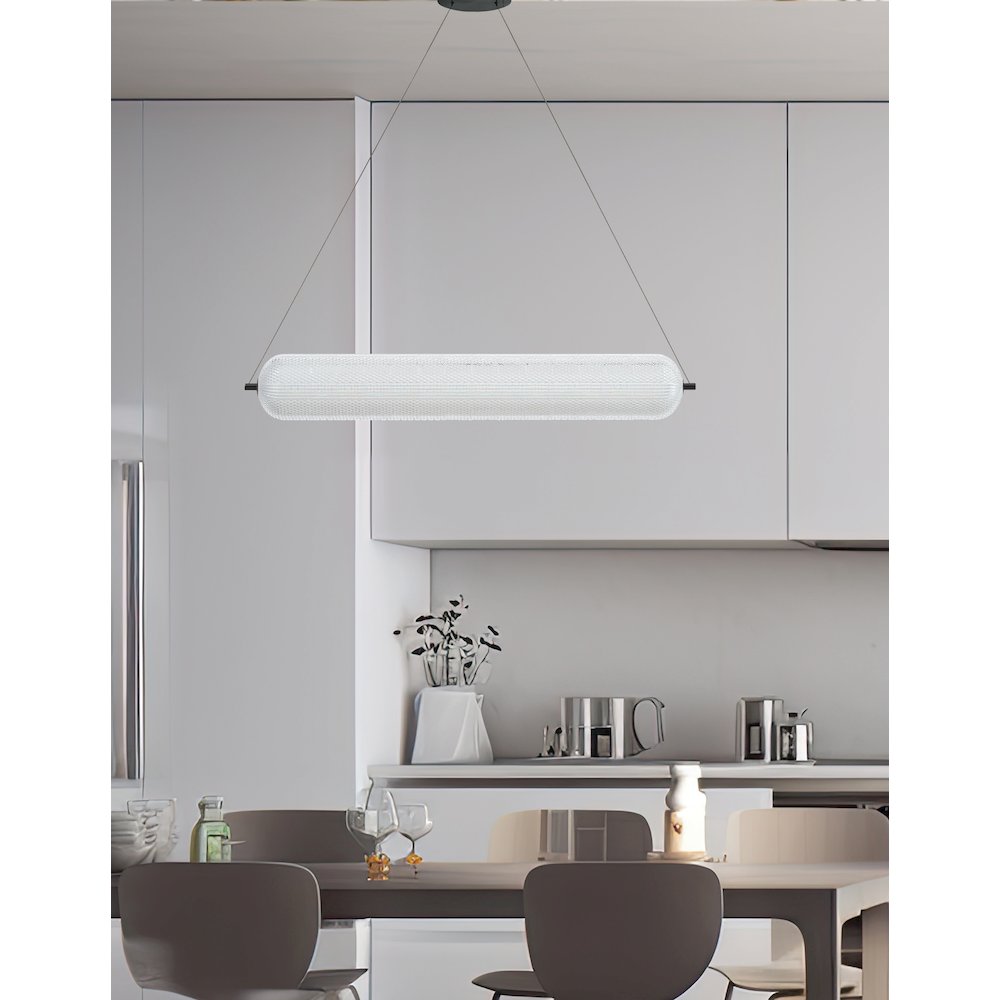 36W Horizontal Pendant Matte Black with Clear Acrylic Diffuser