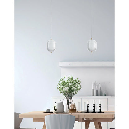 8.5W Pendant Aged Brass with Clear Acrylic Diffuser