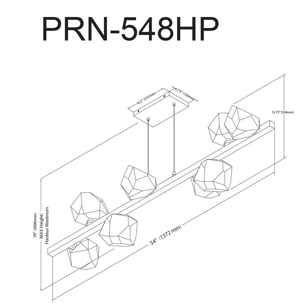 8LT Halogen Horizontal Pendant, MB, Clear Gls