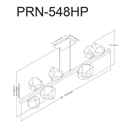 8LT Halogen Horizontal Pendant, MB, Clear Gls